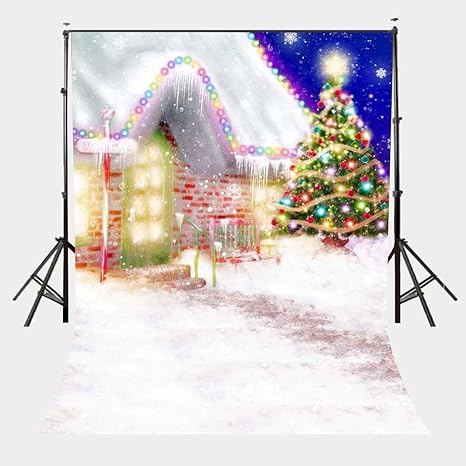 Joneaj 5x7ft Dibujos Animados Colorido Telon De Fondo De Navidad Luces Coloridas Paisaje De Invierno Fotografia Fondo Lindo Navidad Al Aire Libre Noche Vista Tema Telon De Fondo Lylx003 Amazon Es Electronica