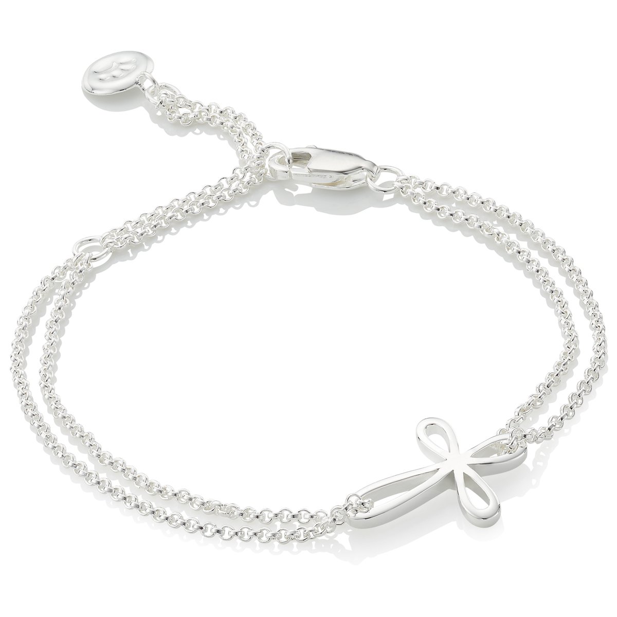 Molly Brown London Sterling Silver Signature Cherish Cross Bracelet. Ideal for Christening, Holy Communion Gifts for Girls, Flower Girl and Bridesmaids Gifts