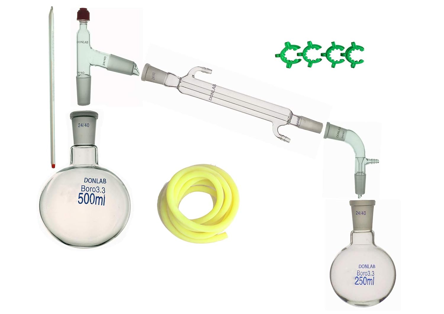 Glass Distilling Distillation Apparatus, 24/40, 500ml&250ml Flask