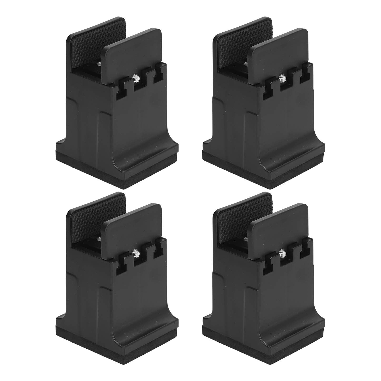 lyrlody Raised Bed Blocks, 4pcs Adjustable Furniture Risers with Screw Clamp, Rubber Bed Couch Risers, Black