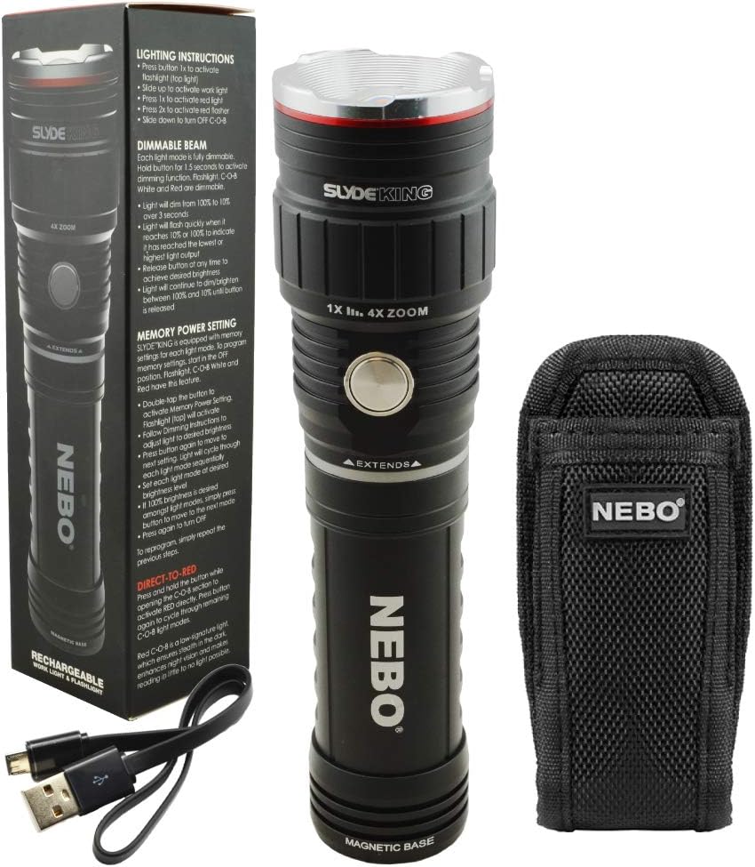 Nebo 6726 Slyde King 500 Lumen USB Rechargeable LED Flashlight