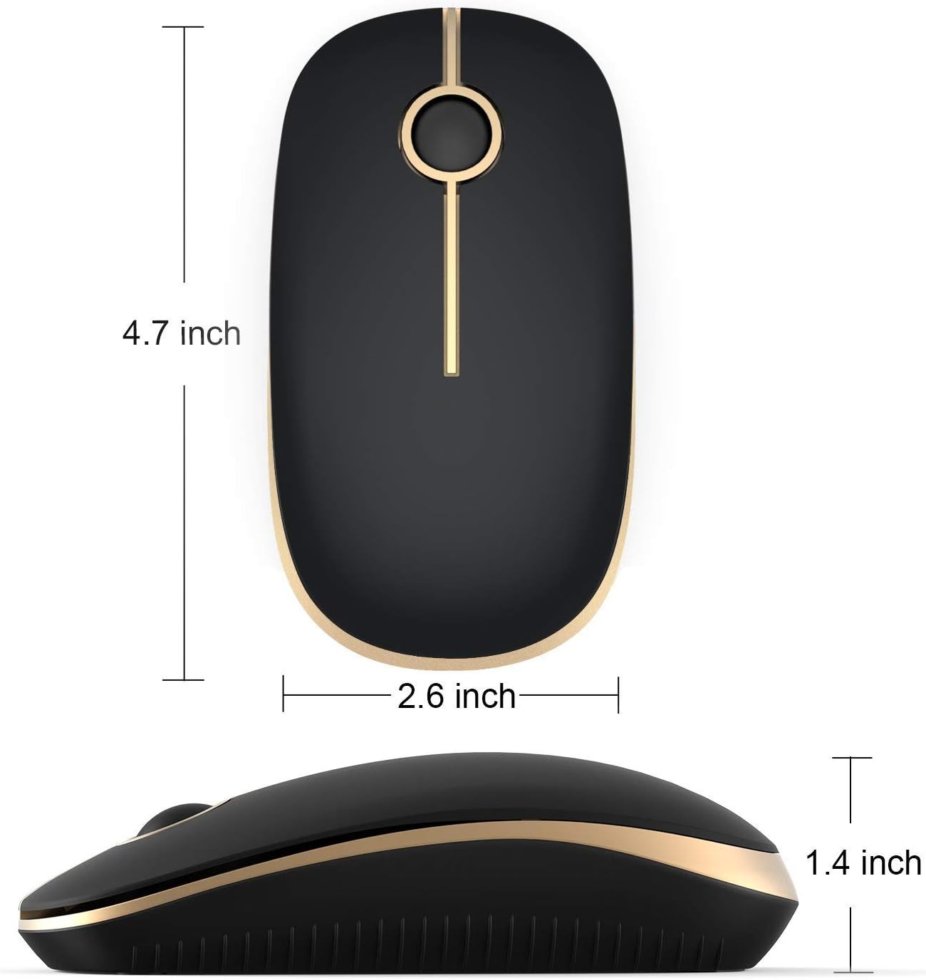Jelly Comb 2.4G Slim Wireless Mouse with Nano Receiver MS001 (Black and Gold): Computers & Accessories
