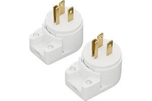 Plugrand 12-Direction Adjustable Nema 5-15P Right Angle AC Plug - 2 Pack, 15A, 125V, White, ETL Verified