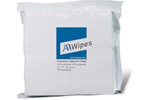AAwipes Cleanroom Wipes Nonwoven Wipes Cellulose/Polyester Blend (Grade A, 68 Gram, Bag of 300 Pcs) 9" x 9"for Lab, Electroni