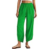 Feiersi Womens Baggy Wide Leg Pants Elastic Waisted Casual Palazzo Harem Pants Summer Beach Trousers