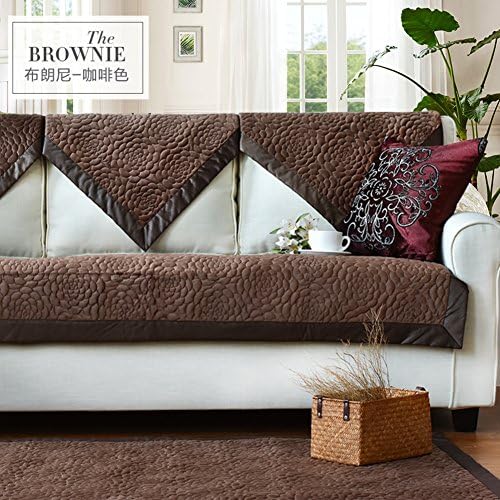 Plush solid color slipcover sofa,European Four seasons universal thick non-slip garden cloth sofa cushion cushion set towel-D 90x120cm(35x47inch)