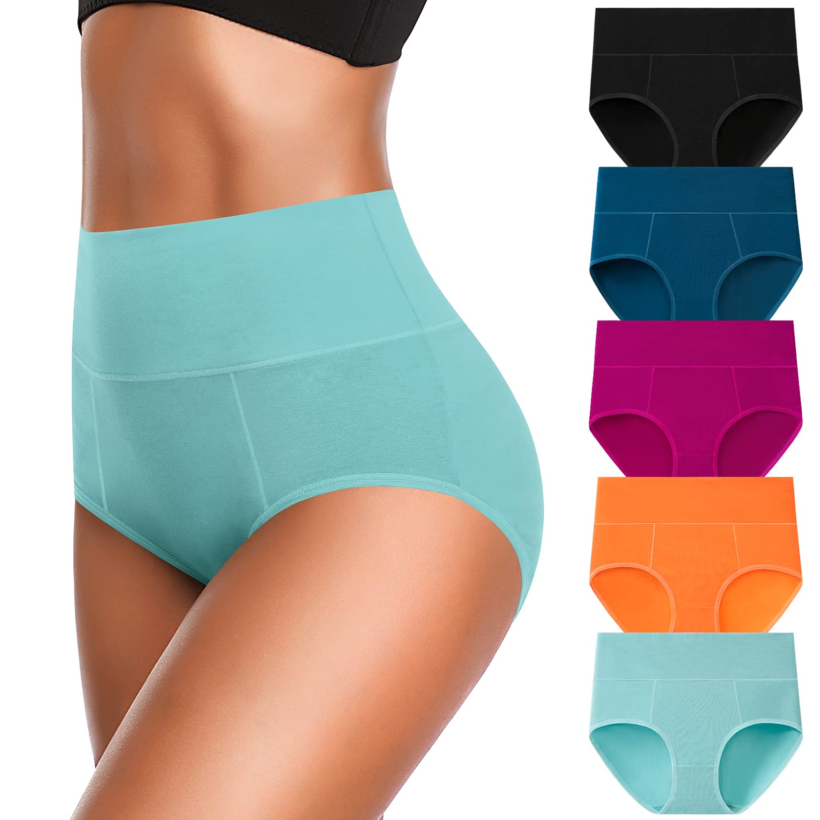 Photo 1 of OLIKEME Womens High Waisted Tummy Control Underwear Cotton C-Section Postpartum Panties Full Coverage Ladies Briefs Multipack