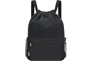 WANDF Drawstring Backpack Sports Gym Bag with Shoes Compartment, Water-Resistant String Backpack Cinch for Women Men
