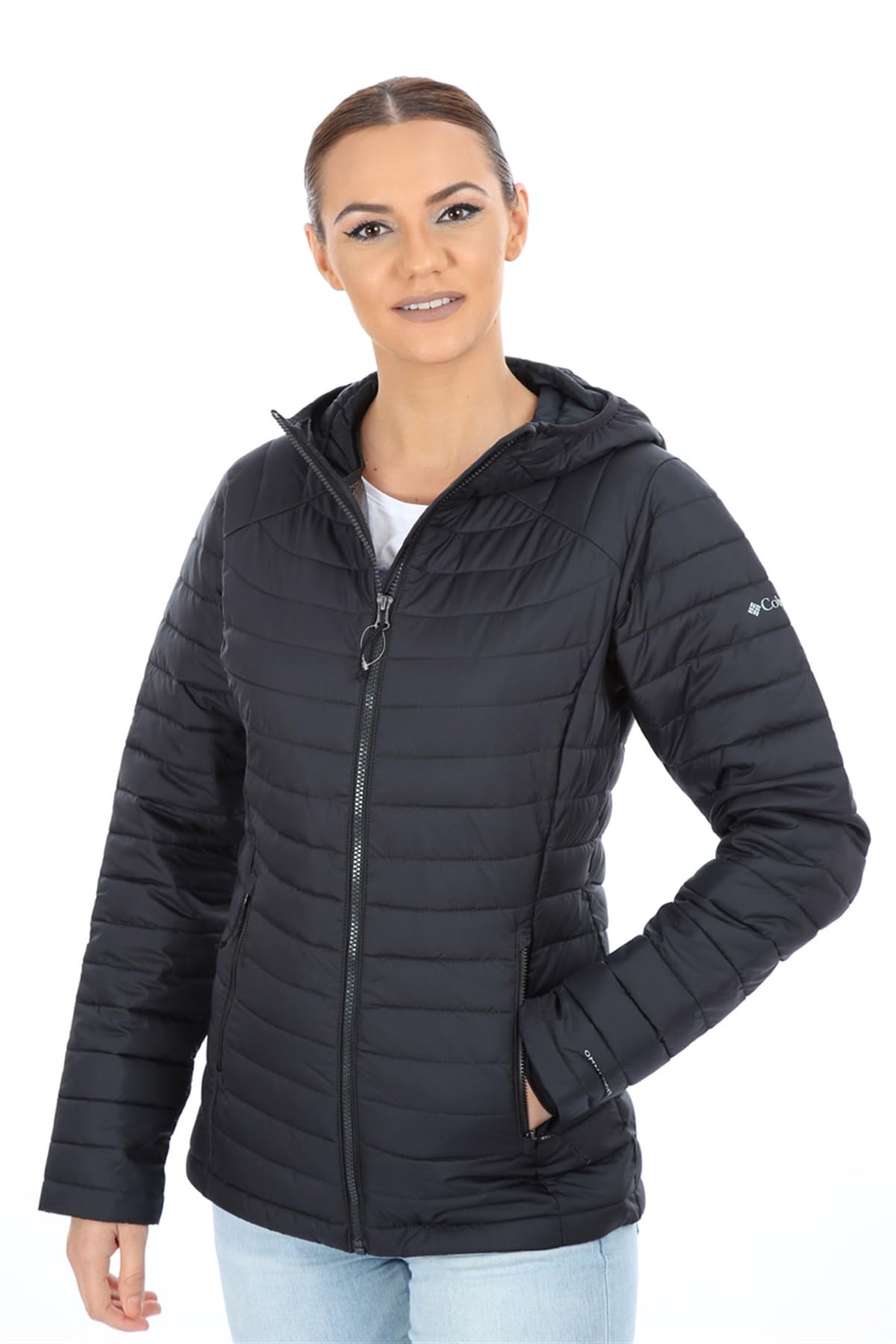 Columbia White Out ll Omni Heat - Chaqueta con capucha para mujer (L, negro)