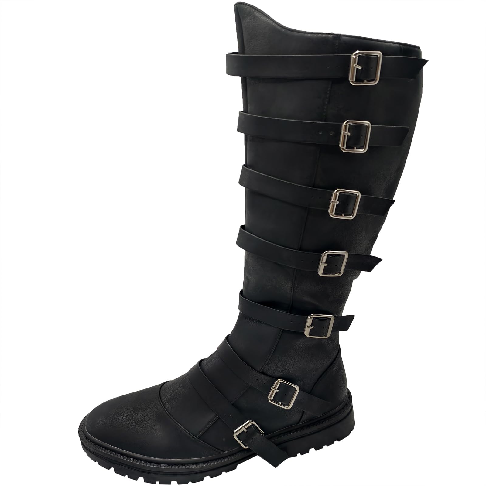 Photo 1 of JUNQIAKO Unisex Medieval Pirate Boots Men's Renaissance Boot Halloween PU Leather Costume Boot Gothic Cosplay Shoes