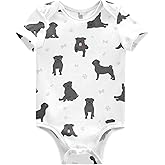 vvfelixl Baby Girls' Bodysuits Black Pug White Short Sleeve Cotton Baby Clothes For Girls 0-24 Months