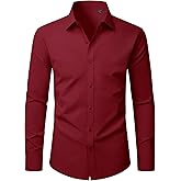 J.VER Mens Dress Shirts Long Sleeve Solid Formal Shirt Stretch Business Casual Wedding Button Down Shirts