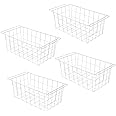 Orgneas Chest Freezer Baskets, 16.5" Freezer Organizer Bins Deep Freezer Storage Bins Metal Wire Baskets with Hanging Handles 4Pcs