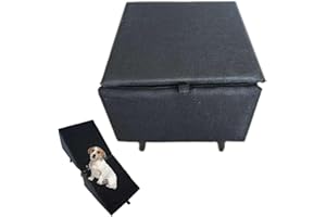 Split Ottoman Dog Ramp,2-in-1 Folding Pet Stairs & Ottoman for Large and Small Dogs,Outdoor Dogs Ramp Porch Steps,Bed and Sof