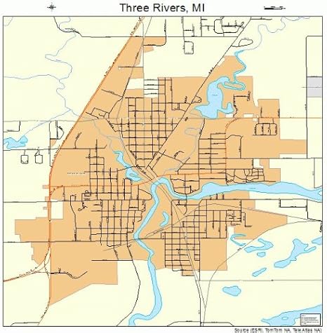 three rivers michigan map Amazon Com Large Street Road Map Of Three Rivers Michigan Mi three rivers michigan map
