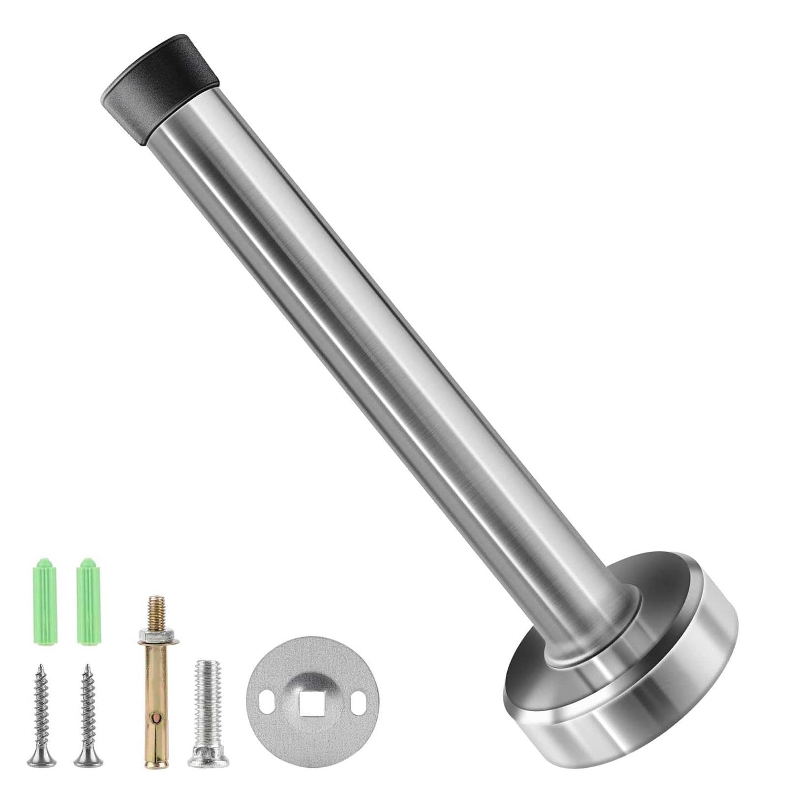 Misuyue Door Stop, 7.87 inch/20cm Door Stoppers for Skirtings, Stainless Steel Door Stoppers for Walls, Door Stop Wall Mounted with Rubber Buffer Contains Fasteners Tall Metal Door Stop(Silver)