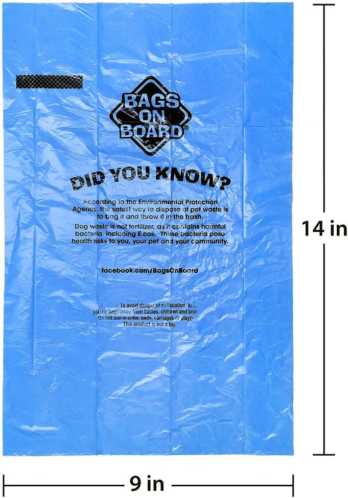Bags On Board Dog Poop Bags | Strong, Leak Proof Dog Waste Bags | 9 x14 Inches, 315 Blue Bags : Pet Waste Bags : Pet Supplies