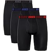 Hanes Men's Moves Anti-Chafe Undewear Boxer Briefs Pack, Total Support Pouch, Cooling (Trunks Avail)