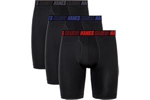 Hanes mens Moves Performance Boxer Brief, Total Support Pouch, Regular/Trunk/Long Leg, 3-pack, 8"