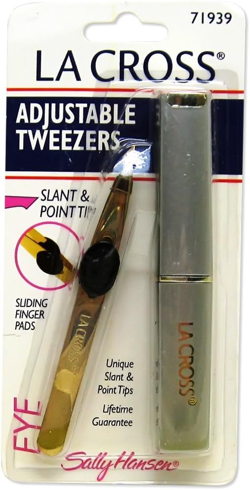 La Cross by Sally Hansen Adjustable Tweezers Slant and Point Tip with Case # 71939 - 6 Pack