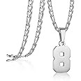 AIAINAGI Number Necklace for Men Stainless Steel Athletes Number Charm Pendant Personalized Sports Jewelry for Men Basketball Baseball Football