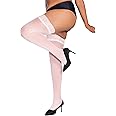 HONENNA Plus Size Thigh High Stockings, Semi Sheer Stay Up Lingerie Lace Top Pantyhose for Curvy Women