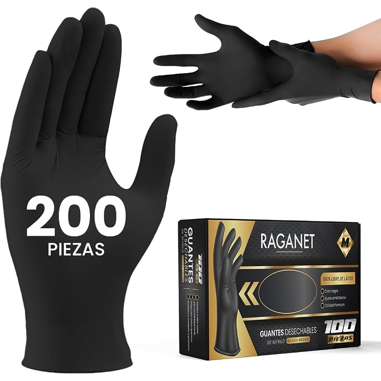 Guantes De Látex Negro Sin Polvo Unigloves Select - Caja 100 Pares, Para Tatuajes Y Uso Múltiple