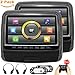 Touchscreen Headrest DVD Player for Car With Leather Cover USB SD 9 inch Screen Support IR Wireless Headphones HD 1080P Black Pack of 2