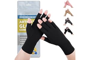 DRNAIETY Arthritis Compression Gloves for Hand Arthritis, Rheumatoid, Osteoarthritis, Carpal Tunnel Pain, Fingerless Compression Gloves, Breathable Moisture Wicking Gloves for Men & Women(Black S)