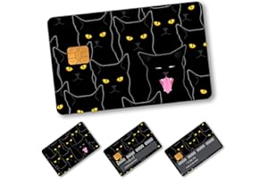 BSDUUIF Credit Card Skin, Debit Card Skin, Cute Small Chip Debit Cover Stickers, Scratchproof Transportation Card, 4PCS Slim Card Cover Black Cute Cats