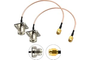 urcianow 2PCS SMA Male to UHF Female 4-Hole Panel Chassis Mount Connector SO239 PL259 Coax Jumper Cable RF Antenna Extensor P