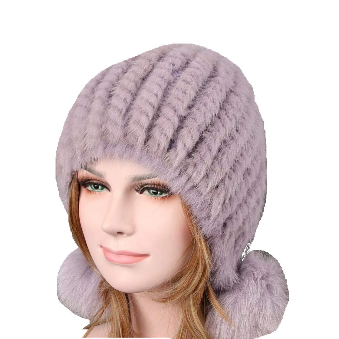 Mink Fur Hat Winter Ladies Knitted Fur 