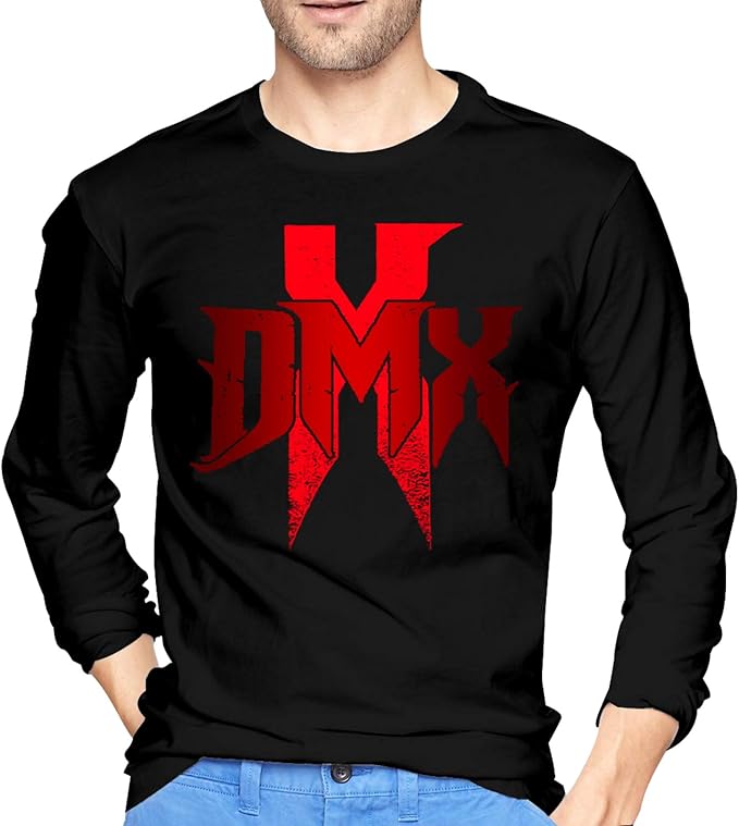 Amazon.com: DMX Logo Mens T Shirt Crew Neck T-Shirt Long Sleeve Slim-Fit Winter Cotton Tee Tops 