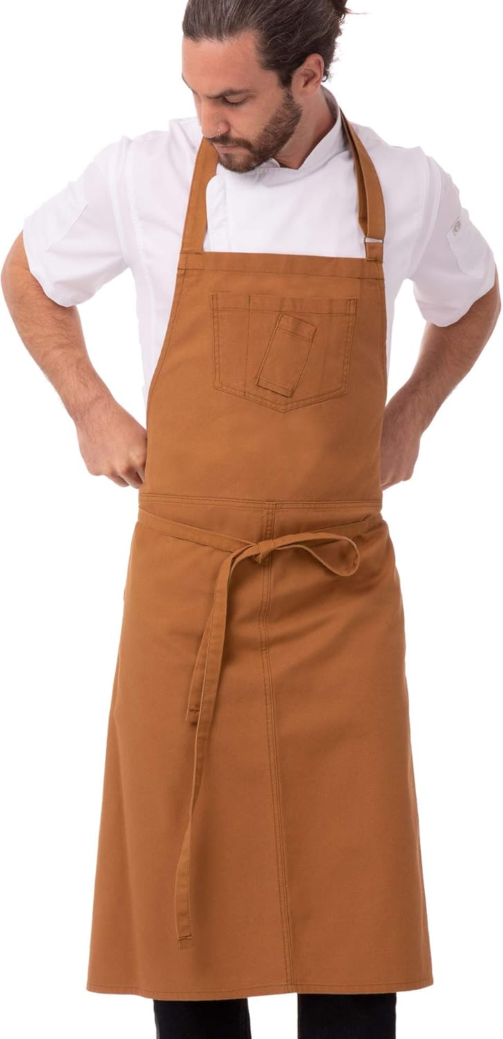 Chef Works Unisex Rockford Chefs Bib Apron, Nutmeg, 0: Clothing