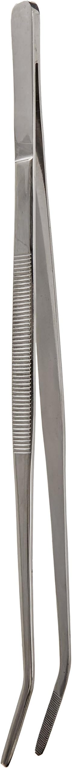 TamscoTweezers Tongs 12-Inch Rubber Tipped Stainless Angled, Serrated
