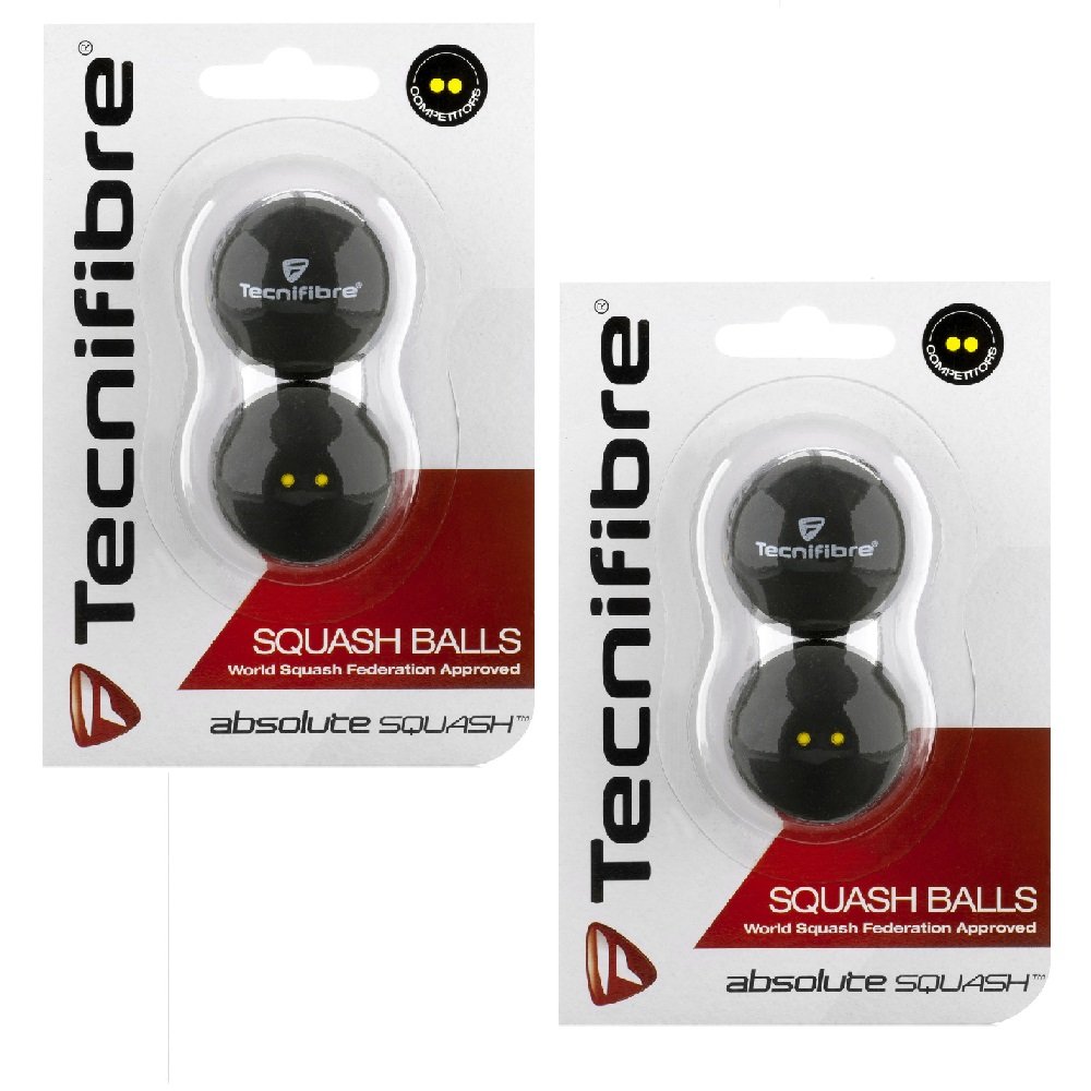 Tecnifibre Double Yellow Dot Squash Balls 4 Pack