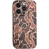 Camo Phone Case Compatible with iPhone, Duck Camo, Camouflage, Rugged, Outdoors, Gentleman, Classic, Vintage… (Brown, 16 pro)