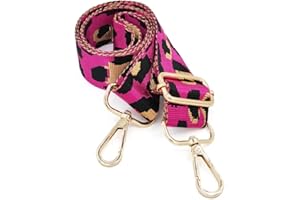 PCBAG Womens Girls Crossbody Straps for Purses Pink Leopard Print Adjustable Guitar Strap for Handbags