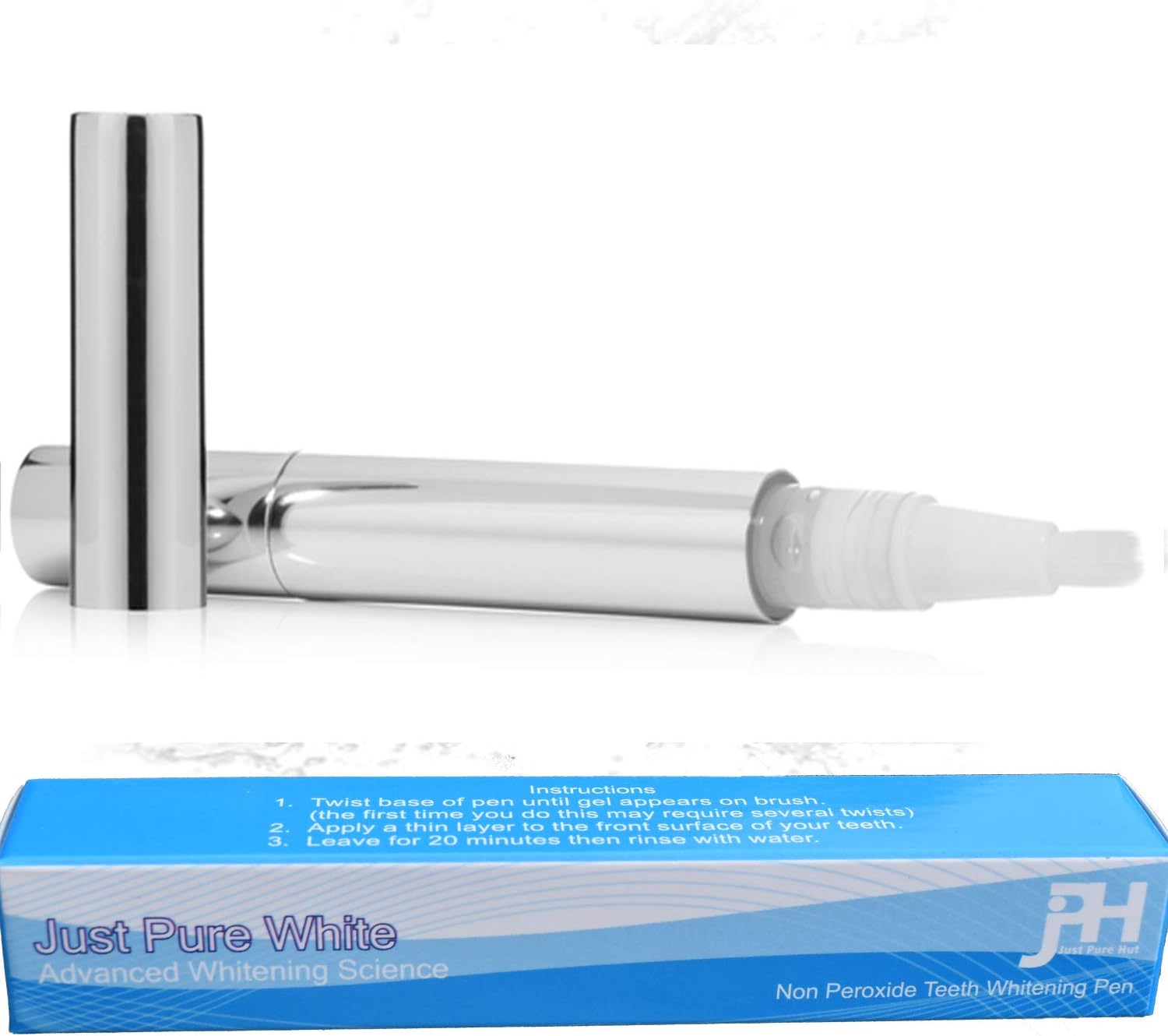 Teeth Whitening Pen - Gel Made in USA - No Strips or Kit - by Just Pure White