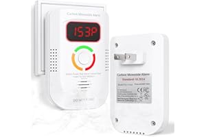 DELLER Carbon Monoxide Detectors Plug in, Carbon Monoxide Alarm with Digital Display LED, Portable CO Detector with Audible and Visual Alarm Test Mute Button, CO Alarm Monitor for Home/Kitchen/Hotel