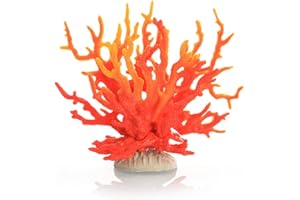EastVita Artificial Aquarium Plants, Simulation Silicone Ornament Artificial Coral Sea Tree Aquarium Fish Tank Landscaping Decoration Yellow red