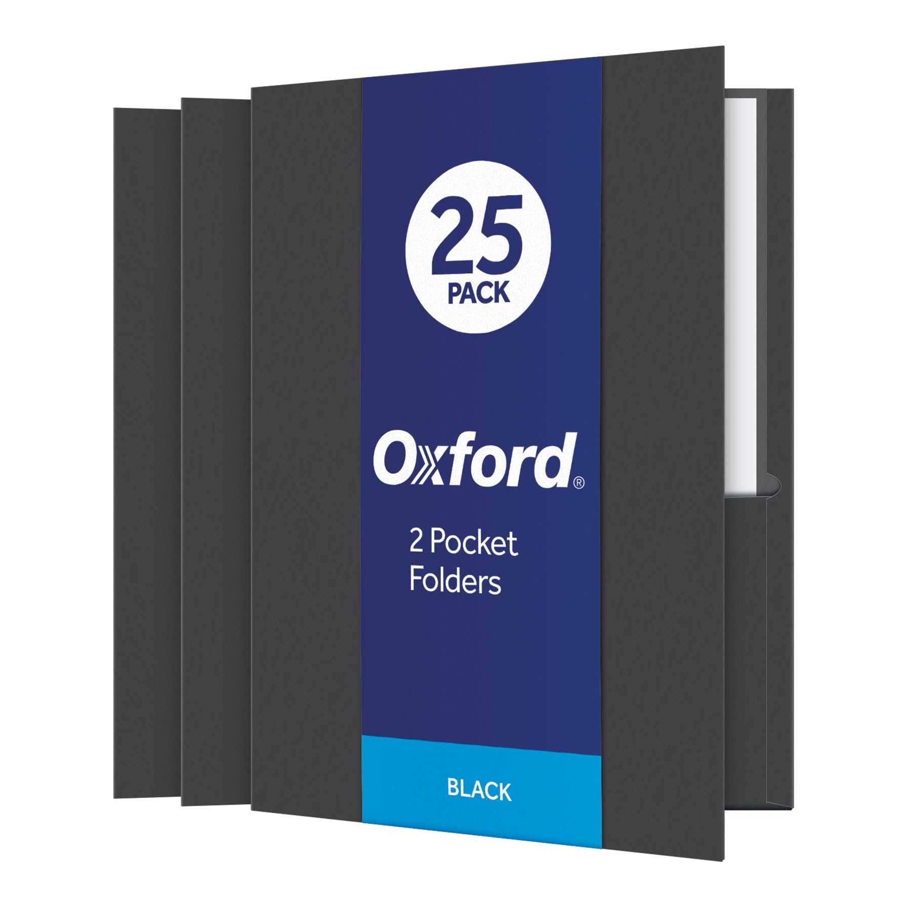 Oxford Twin-Pocket Folders, Textured Paper, Letter Size, Black, Holds 100 Sheets, Box of 25 (57506EE), 8-1/2 x 11 — image 1