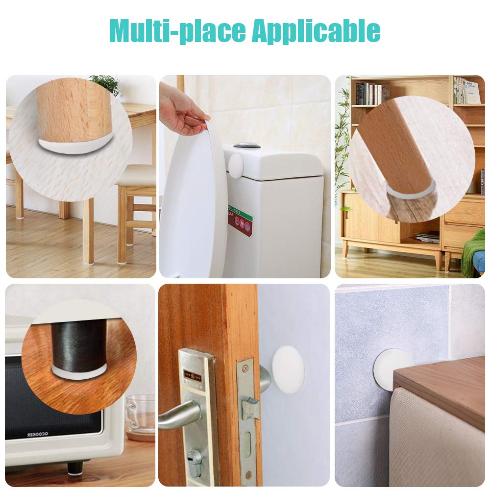 Door Stopper Wall, 10 PCS 1.57 Inch Door Bumper, Silicone Wall Protector, Door Knob Guard, Wall Protectors with Self Adhesive 3M Sticker for Protecting Wall, Doorknobs, Refrigerator Door, Cabinets