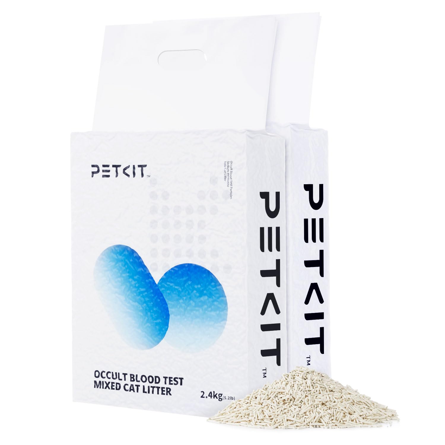 PETKIT Tofu Cat Litter, Fast Clumping, Tofu & Bentonite Mixed Cat Litter with Occultblood Test Particles, Ultra Absorbent, Odor Control and Flushable, Dust-free & Low Tracking, 2 Pack/4.8kg