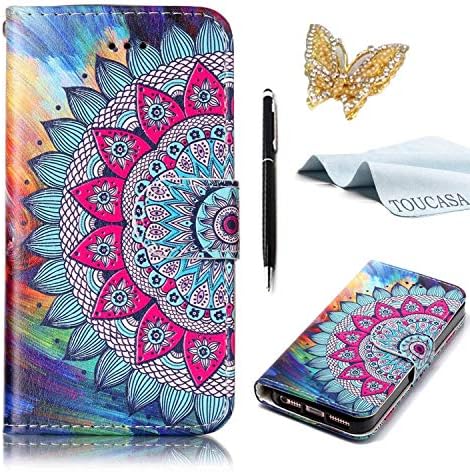 TOUCASA Nokia 7 Plus case, PU Leather Wallet with [3D] Bright Oil Glitter Painting for Nokia 7 Plus(Rainbow Mandala)