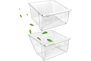 S-UNION [2 Pack] Upgraded 2188656 Fridge Crisper Drawer Humidity Control Drawer UPPER & 2188664 Crisper Bin LOWER for Whirlpool Fridge Crisper Drawer,Kenmore Whirlpool Refrigerator Drawer Replacement Parts