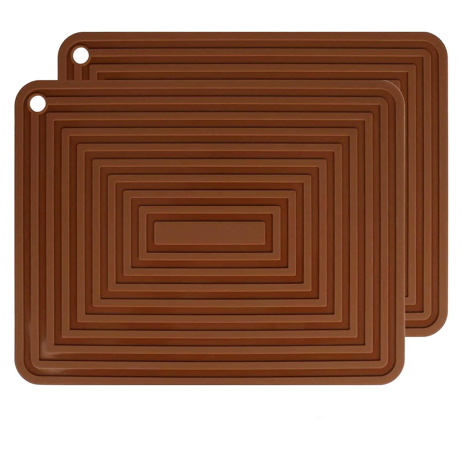 2 Pack Large Silicone Trivet Mats/Hot Pads,Pot Holder,9"x12" Non Slip Flexible Durable Heat Resistant Pot Coaster Kitchen Table Countertop Mats (Coffee)