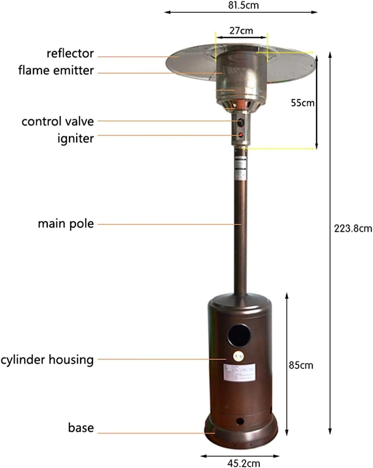 kindle living patio heaters on Amazon Com Outdoor Patio Propane Space Heater 48 000 Btu Propane Heater Outdoor Heater Portable Heater Patio Heater Propane With Wheels Avenlur Brownl Kitchen Dining