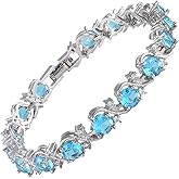 RIZILIA BLOSSOM Tennis Bracelet & Round Cut CZ [6 Colors available] in White Gold Plated, 7"