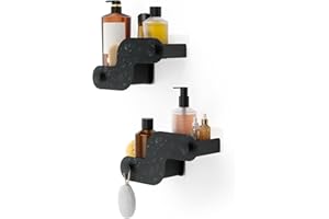 Umbra Nami Shower Caddy Set of 2 – Adhesive Shower Shelf, No Drill Wall Mounted Bathroom Organizer, Rust-Free Plastic Shower 